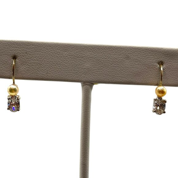 Vintage Avon 925 Sterling Silver‎ Pink Pearl Rhinestone Dangle Drop Earrings - Picture 1 of 6